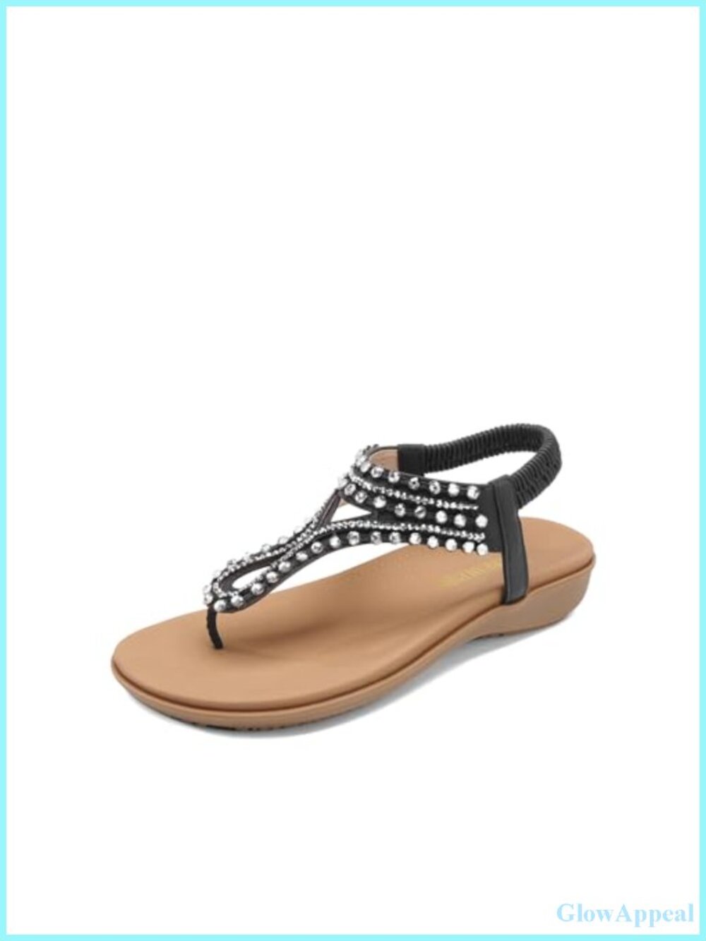 Women's Rhinestone Elastic T-Strap Thong Sandals Comfortable